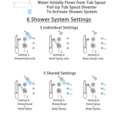 Delta Victorian Chrome Dual Thermostatic Control Tub and Shower System, Diverter, Showerhead, 3 Body Sprays, and Hand Shower with Grab Bar SS17T45525