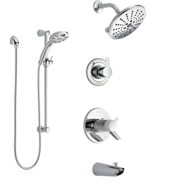 Delta Compel Chrome Finish Tub and Shower System with Dual Thermostatic Control, Diverter, Showerhead, and Temp2O Hand Shower with Slidebar SS17T46114