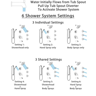 Delta Compel Chrome Dual Thermostatic Control Tub and Shower System, Diverter, Showerhead, 3 Body Sprays, and Hand Shower with Grab Bar SS17T46121