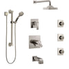 Delta Ara Stainless Steel Finish Dual Thermostatic Control Tub and Shower System, Diverter, Showerhead, 3 Body Jets, Grab Bar Hand Spray SS17T4671SS1