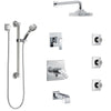 Delta Ara Chrome Tub and Shower System with Dual Thermostatic Control, Diverter, Showerhead, 3 Body Sprays, and Hand Shower with Grab Bar SS17T46722