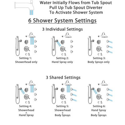 Delta Cassidy Chrome Dual Thermostatic Control Tub and Shower System, Diverter, Showerhead, 3 Body Sprays, and Hand Shower with Grab Bar SS17T49715