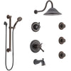 Delta Cassidy Venetian Bronze Dual Thermostatic Control Tub and Shower System, Diverter, Showerhead, 3 Body Sprays, Grab Bar Hand Spray SS17T4971RB1