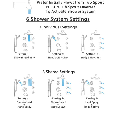 Delta Cassidy Venetian Bronze Dual Thermostatic Control Tub and Shower System, Diverter, Showerhead, 3 Body Sprays, Grab Bar Hand Spray SS17T4971RB2