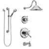 Delta Cassidy Chrome Tub and Shower System with Dual Thermostatic Control Handle, Diverter, Showerhead, and Hand Shower with Grab Bar SS17T49723