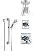 Delta Dryden Chrome Shower System with Dual Thermostatic Control Handle, Diverter, Ceiling Mount Showerhead, and Hand Shower with Grab Bar SS17T5112