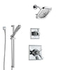 Delta Dryden Chrome Finish Shower System with Dual Thermostatic Control Handle, Diverter, Showerhead, and Hand Shower with Slidebar SS17T5116