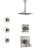 Delta Dryden Dual Thermostatic Control Handle Stainless Steel Finish Shower System, Diverter, Ceiling Mount Showerhead, and 3 Body Sprays SS17T511SS7