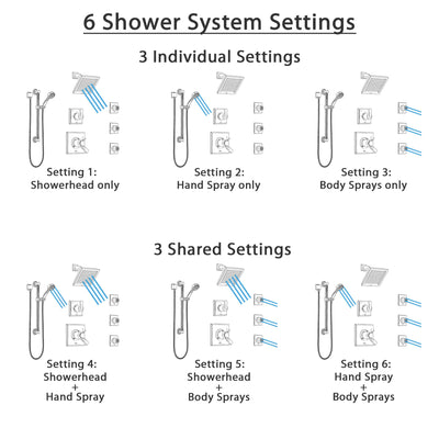 Delta Dryden Dual Thermostatic Control Stainless Steel Finish Shower System, Diverter, Showerhead, 3 Body Sprays, and Grab Bar Hand Shower SS17T512SS1