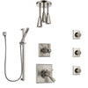 Delta Dryden Dual Thermostatic Control Stainless Steel Finish Shower System, Diverter, Ceiling Showerhead, 3 Body Sprays, and Hand Shower SS17T512SS3