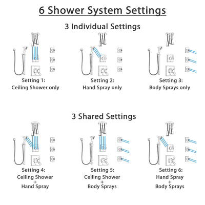 Delta Dryden Dual Thermostatic Control Stainless Steel Finish Shower System, Diverter, Ceiling Showerhead, 3 Body Sprays, and Hand Shower SS17T512SS3