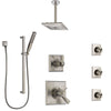 Delta Dryden Dual Thermostatic Control Stainless Steel Finish Shower System, Diverter, Ceiling Showerhead, 3 Body Sprays, and Hand Shower SS17T512SS8