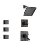 Delta Dryden Venetian Bronze Shower System with Thermostatic Shower Handle, 3-setting Diverter, Modern Square Showerhead and 3 Body Sprays SS17T5181RB