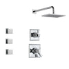 Delta Dryden Chrome Shower System with Thermostatic Shower Handle, 3-setting Diverter, Large Square Modern Rain Showerhead, and 3 Body Sprays SS17T5183