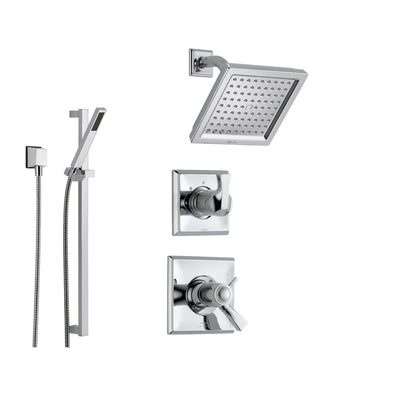 Delta Dryden Chrome Shower System with Thermostatic Shower Handle, 3-setting Diverter, Modern Square Showerhead, and Handheld Shower SS17T5185