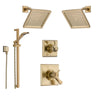 Delta Dryden Champagne Bronze Shower System with Thermostatic Shower Handle, 6-setting Diverter, 2 Modern Square Showerheads, and Hand Shower Spray SS17T5195CZ