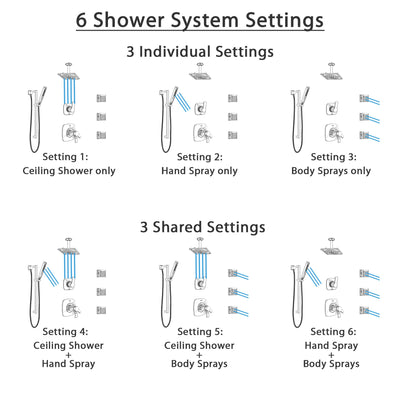 Delta Tesla Polished Nickel Shower System with Dual Thermostatic Control, Diverter, Ceiling Showerhead, 3 Body Sprays, and Hand Shower SS17T521PN3