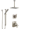 Delta Tesla Dual Thermostatic Control Handle Stainless Steel Finish Shower System, Diverter, Ceiling Mount Showerhead, and Hand Shower SS17T522SS5