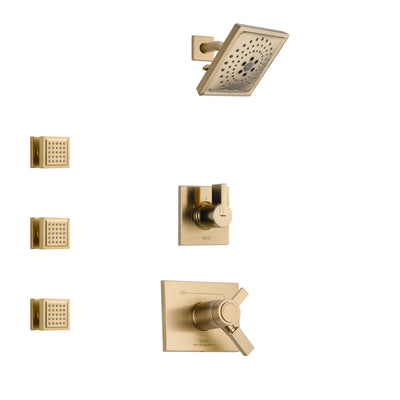 Delta Vero Champagne Bronze Finish Shower System with Dual Thermostatic Control Handle, 3-Setting Diverter, Showerhead, and 3 Body Sprays SS17T531CZ4