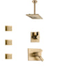 Delta Vero Champagne Bronze Shower System with Dual Thermostatic Control Handle, Diverter, Ceiling Mount Showerhead, and 3 Body Sprays SS17T531CZ8