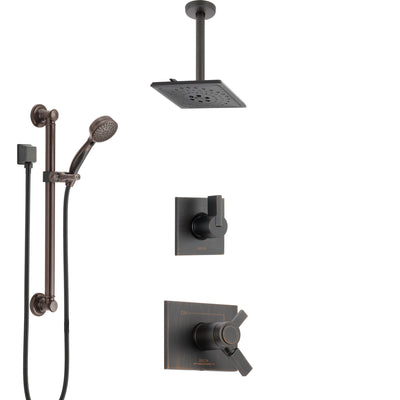 Delta Vero Venetian Bronze Shower System with Dual Thermostatic Control, Diverter, Ceiling Mount Showerhead, and Hand Shower with Grab Bar SS17T531RB2