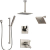 Delta Vero Dual Thermostatic Control Stainless Steel Finish Shower System, Diverter, Showerhead, Ceiling Mount Showerhead, and Hand Shower SS17T532SS8