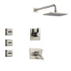 Delta Vero Stainless Steel Shower System with Thermostatic Shower Handle, 3-setting Diverter, Large Square Rain Showerhead, and 3 Modern Body Sprays SS17T5381SS