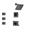 Delta Vero Venetian Bronze Shower System with Thermostatic Shower Handle, 3-setting Diverter, Square Showerhead, and 3 Modern Square Body Sprays SS17T5382RB