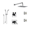 Delta Vero Chrome Shower System with Thermostatic Shower Handle, 6-setting Diverter, Large Square Rain Showerhead, 2 Square Body Sprays, and Handheld Shower SS17T5391