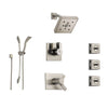 Delta Vero Stainless Steel Shower System with Thermostatic Shower Handle, 6-setting Diverter, Modern Square Showerhead, Handheld Shower, and 3 Body Sprays SS17T5393SS