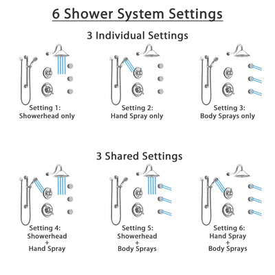 Delta Victorian Chrome Shower System with Dual Thermostatic Control, Diverter, Showerhead, 3 Body Sprays, and Hand Shower with Grab Bar SS17T5521