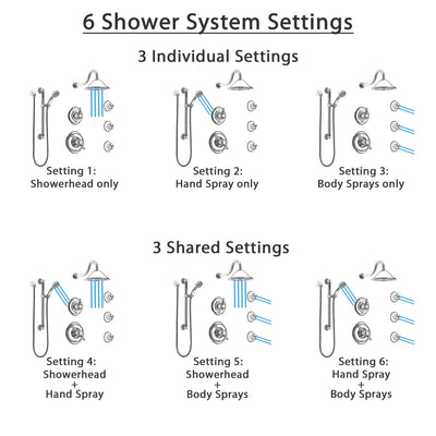 Delta Victorian Chrome Shower System with Dual Thermostatic Control, Diverter, Showerhead, 3 Body Sprays, and Hand Shower with Grab Bar SS17T5522