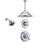 Delta Victorian Chrome Shower System with Thermostatic Shower Handle, 3-setting Diverter, Large Ceiling Mount Rain Showerhead, and Wall Mount Showerhead SS17T5583