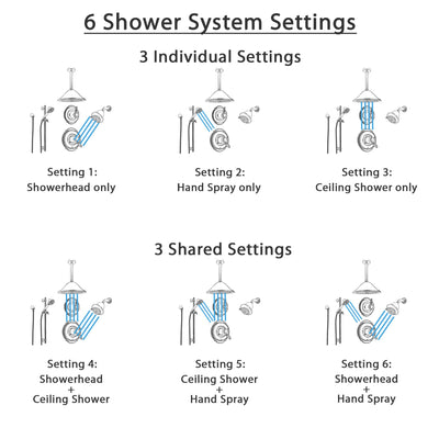 Delta Victorian Stainless Steel Shower System with Thermostatic Shower Handle, 6-setting Diverter, Large Ceiling Mount Rain Showerhead, Handheld Shower, and Wallmount Showerhead SS17T5594SS