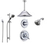 Delta Victorian Chrome Shower System with Thermostatic Shower Handle, 6-setting Diverter, Large Ceiling Mount Rain Showerhead, Handheld Shower, and Wall Mount Showerhead SS17T5594