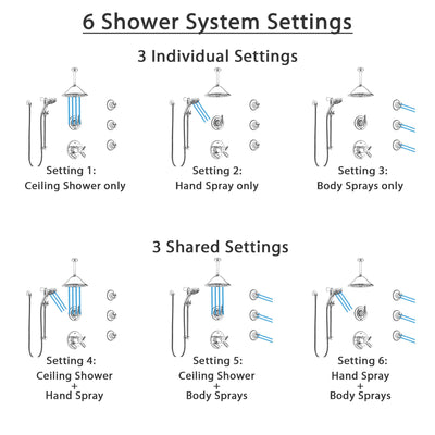 Delta Trinsic Chrome Shower System with Dual Thermostatic Control, Diverter, Ceiling Mount Showerhead, 3 Body Sprays, and Temp2O Hand Shower SS17T5915