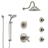 Delta Trinsic Dual Thermostatic Control Stainless Steel Finish Shower System, Diverter, Showerhead, 3 Body Sprays, and Temp2O Hand Shower SS17T591SS6