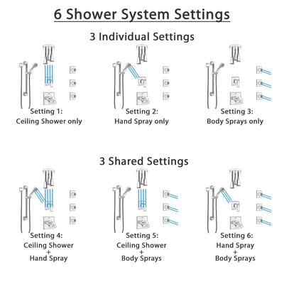 Delta Ara Dual Thermostatic Control Stainless Steel Finish Shower System, Diverter, Ceiling Showerhead, 3 Body Sprays, Grab Bar Hand Spray SS17T671SS3