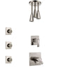 Delta Ara Dual Thermostatic Control Handle Stainless Steel Finish Shower System, Diverter, Ceiling Mount Showerhead, and 3 Body Sprays SS17T672SS5