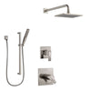 Delta Ara Dual Thermostatic Control Handle Stainless Steel Finish Shower System, Diverter, Showerhead, and Hand Shower with Slidebar SS17T672SS7