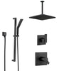 Delta Ara Matte Black Thermostatic Shower System with Diverter, Ceiling Mount Large Rain Square Showerhead, and Hand Shower on Slidebar SS17T673BL2