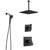 Delta Ara Matte Black Modern Square Thermostatic Shower System with Large Rain Ceiling Showerhead and SureDock Detachable Hand Spray SS17T673BL8