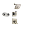 Delta Arzo Stainless Steel Shower System with Thermostatic Shower Handle, 3-setting Diverter, Square Modern Showerhead, and Dual Body Spray Plate SS17T8684SS