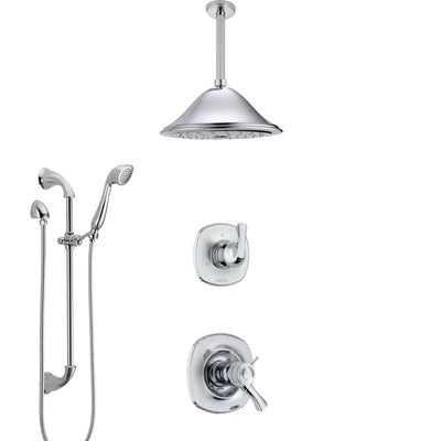 Delta Addison Chrome Finish Shower System with Dual Thermostatic Control Handle, Diverter, Ceiling Mount Showerhead, and Hand Shower SS17T9211