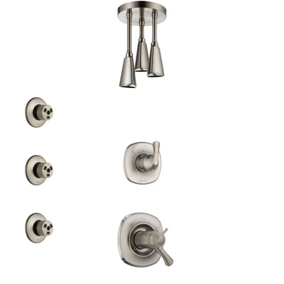 Delta Addison Dual Thermostatic Control Handle Stainless Steel Finish Shower System, Diverter, Ceiling Mount Showerhead, and 3 Body Sprays SS17T921SS8