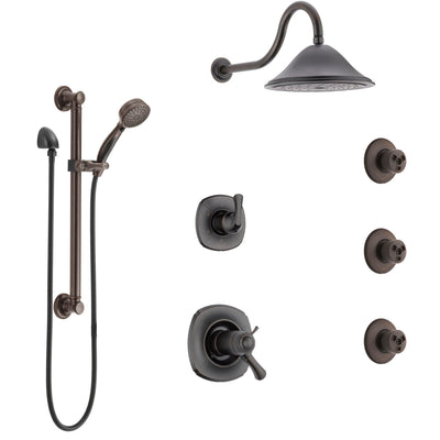 Delta Addison Venetian Bronze Shower System with Dual Thermostatic Control, Diverter, Showerhead, 3 Body Sprays, and Grab Bar Hand Shower SS17T922RB7