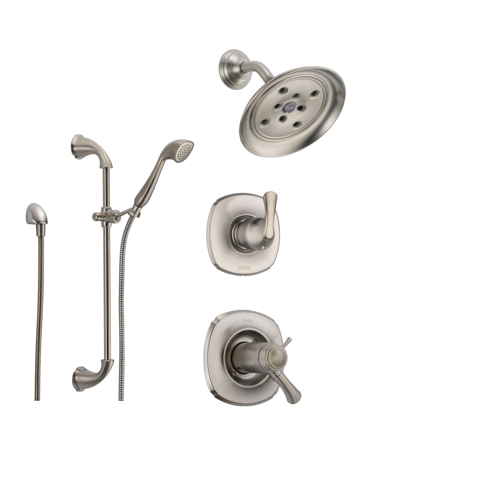 Delta Addison Stainless Steel Shower System with Thermostatic Shower Handle, 3-setting Diverter, Showerhead, and Handheld Shower SS17T9283SS