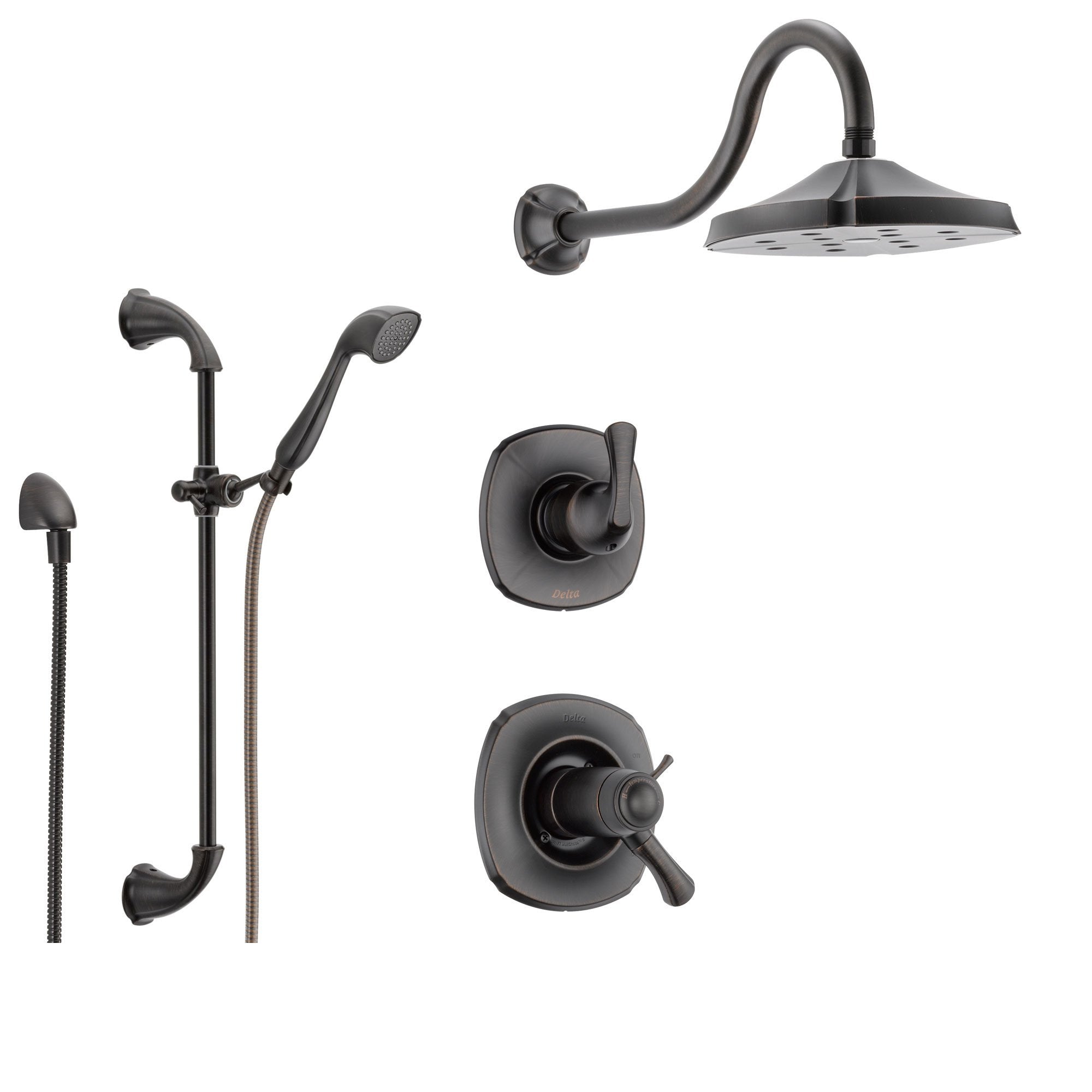 Delta Addison Venetian Bronze Shower System with Thermostatic Shower Handle, 3-setting Diverter, Showerhead, and Handheld Shower SS17T9284RB