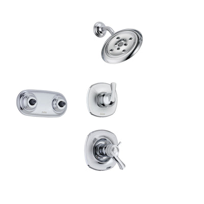 Delta Addison Chrome Shower System with Thermostatic Shower Handle, 3-setting Diverter, Showerhead, and Dual Body Spray Shower Plate SS17T9285