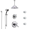 Delta Cassidy Chrome Shower System with Dual Thermostatic Control, Diverter, Ceiling Mount Showerhead, 3 Body Sprays, and Hand Shower SS17T9717